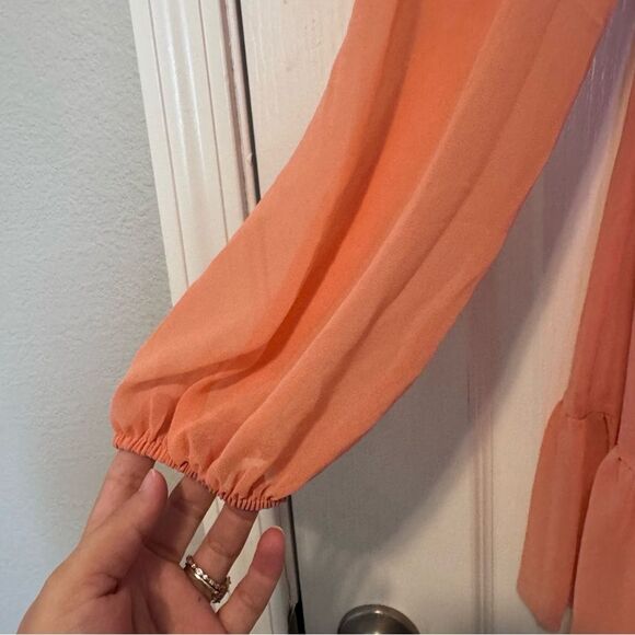 Aritzia Wilfred Tempest Smocked Chiffon Mini Dress Women’s Size Small - Picture 4 of 10